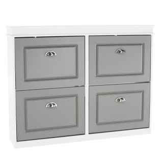 Botník so štyrmi výklopnými šuplíkmi, sivá-biela