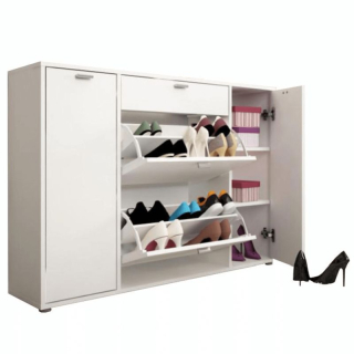 Botník 1x šuplík a 2x vyklápacie zásuvky, biely