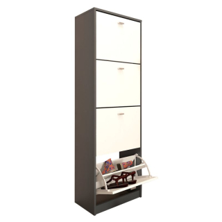 Štvorradový botník z DTD laminovanej, grafit-biela