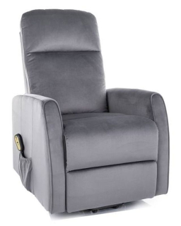 Elegantné polohovateľné kreslo, sivá bluvel 14, s elektrickým polohovaním