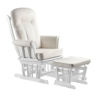 Hojdacie kreslo s podnožou, biela-krémová