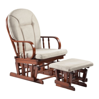 Hojdacie kreslo s podnožou, orech-béžová