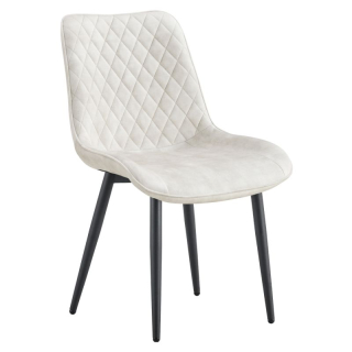 Jedálenská stolička, nohy kovové, látka krémová