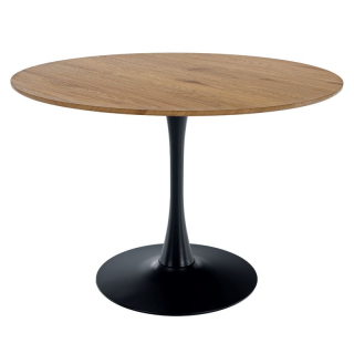 Jedálenský stôl s moderným dizajnom, dub-čierna, priemer 110 cm