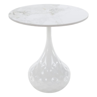 Štýlový konferenčný stolík, biely mramor-oceľ