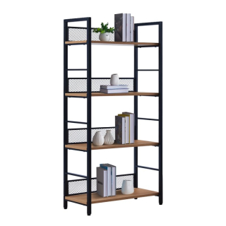 Regál, čierna-dub, 60x121 cm