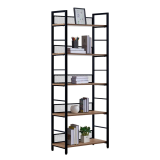 Regál, čierna-dub, 60x154 cm