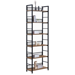 Regál, čierna-dub, 60x187 cm