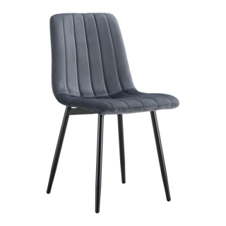 Stolička s nohami z kovu, tmavosivá Velvet látka
