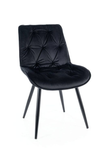 Štýlová jedálenská stolička, čierny mat-čierna bluvel 19