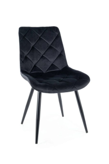 Stolička do jedálne, čierny mat-čierna bluvel 19