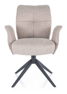 Jedálenská stolička s podrúčkami s elegantným vzhľadom, svetlo béžová 31