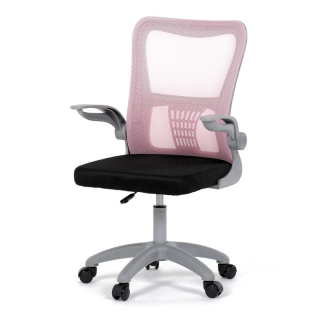 Kancelárska stolička, ružová sieťovina, šedý plast