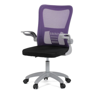 Kancelárska stolička, fialová sieťovina, šedý plast