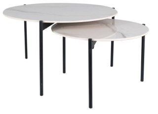 Set 2 ks variabilných a multifunkčných stolíkov, čierny mat/biely lesk