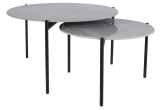 Set 2 ks variabilných a multifunkčných stolíkov, čierny mat/sivý lesk