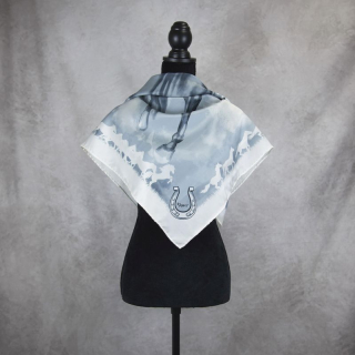 Hodvábna šatka Kôň - antracitový, Vyrobená na Slovensku, 90 x 90cm