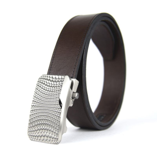Opasok z pravej kože s automatickou prackou NICKEL KNITT - Tmavo hnedá