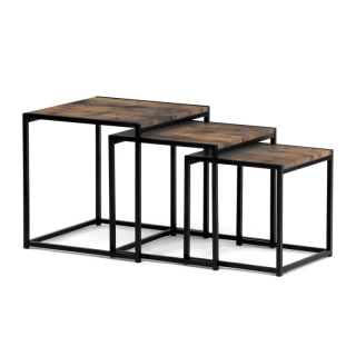 Set 3 ks odkladacích stolíkov, MDF, dekor staré drevo