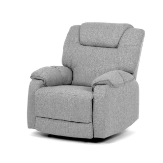 TV a relaxačné kreslo, manuálne polohovanie, poťah svetlo šedá látka