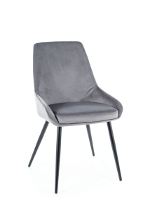 Jedálenská stolička, čierny mat-sivá bluvel 14