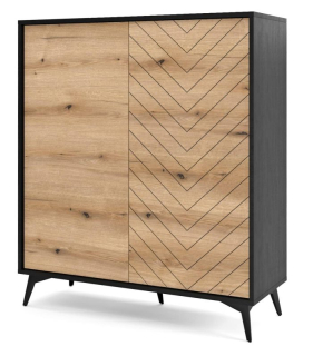 Elegantná moderná komoda KD104 čierna-dub evoke