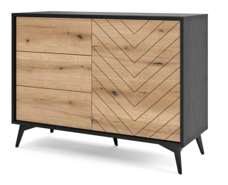 Elegantná moderná komoda KSZ104 čierna-dub evoke