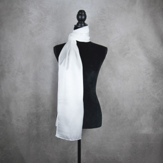 Hodvábny šál BIELY, Vyrobený na Slovensku, 175 x 45cm