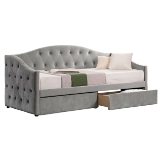 Čalúnená posteľ s úložným priestorom 90x200, sivá Velvet látka