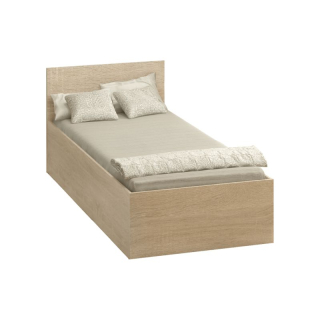 Posteľ s kovovým roštom a úložným priestorom, 90x200, dub sonoma