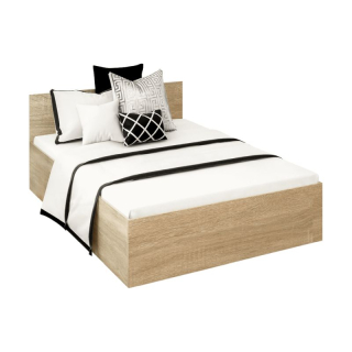 Posteľ s kovovým roštom a úložným priestorom, 140x200, dub sonoma