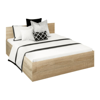 Posteľ s kovovým roštom a úložným priestorom, 160x200, dub sonoma