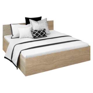 Posteľ s kovovým roštom a úložným priestorom, 180x200, dub sonoma