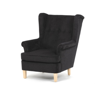 Elegantné kreslo ušiak, čierna látka