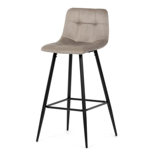 Barová stolička cappuccino látka, štvornohá kovová podnož