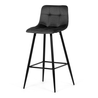 Barová stolička sivá látka, štvornohá kovová podnož