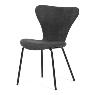 Moderná stolička do jedálne, sivá látka, nohy čierne