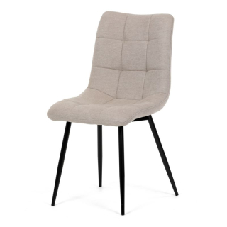 Stolička jedálenská, čalúnená cappucino látkou, čierne kovové nohy