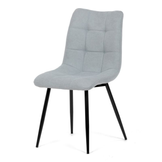 Štýlová čalúnená stolička, strieborná látka, čierny kov