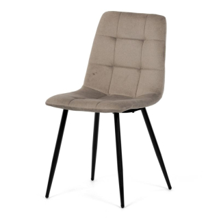 Čalúnená jedálenská stolička, cappucino látka, čierny kov