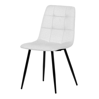 Čalúnená jedálenská stolička, béžová látka, čierny kov