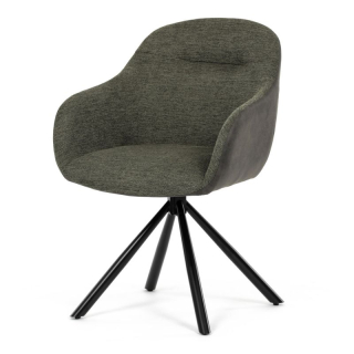 Otočná jedálenská stolička, zelená a tmavo šedá látka
