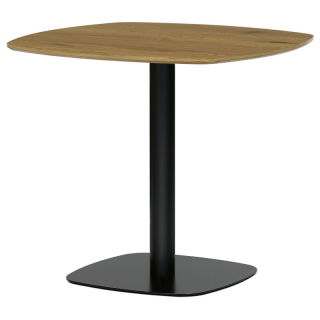 Jedálenský stôl 80x80, doska MDF, dekor dub, čierny kov