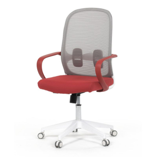 Stolička kancelárska, šedý MESH a červená látka