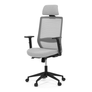 Moderné kancelárske kreslo, sivá MESH sieťovina, sivá látka