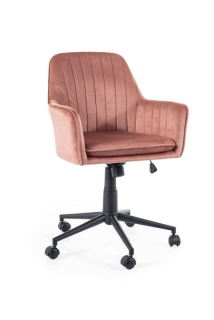 Otočné detské kreslo čalúnené ružovou látkou