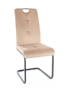 Štýlová moderná stolička, čierny mat-béžová bluvel 28
