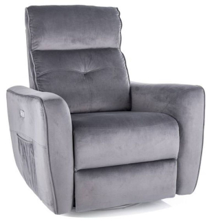 Relaxačné polohovacie masážne kreslo, sivá bluvel 14, s elektrickým polohovaním