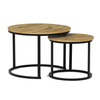 Stôl konferenčný okrúhly, set 2 ks, MDF doska, dekor divoký dub