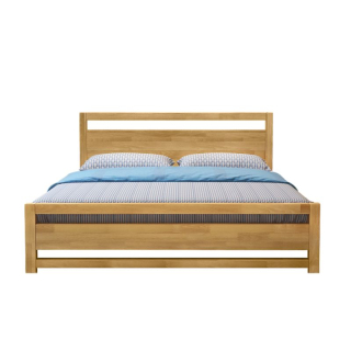 Manželská posteľ, 160x200, masívne drevo, prírodná, 2 šuplíky